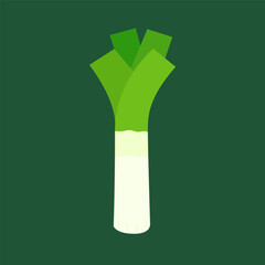 Spring onions. Spring onions vector. Spring onions on green background.