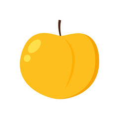 Peach cartoon vector. Doodle peach with leaves icon. Peach fruit in shape of heart isolated on white background. Farm, natural food, fresh fruits.