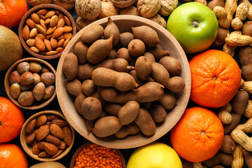 Different products, concept of grocery, ingredients for cooking