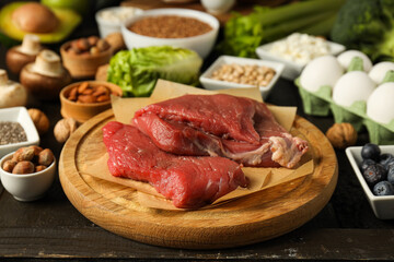 Different products, concept of grocery, ingredients for cooking