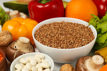 Different products, concept of grocery, ingredients for cooking