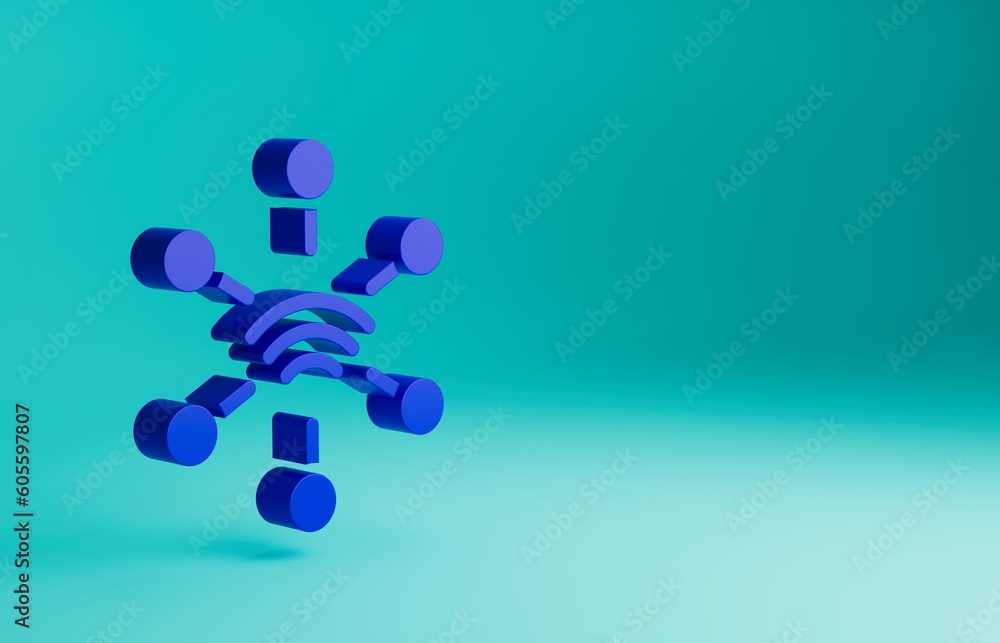 Poster blue network icon isolated on blue background. global network connection. global technology or socia