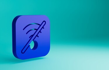 Blue No Wi-Fi wireless internet network symbol icon isolated on blue background. Minimalism concept. 3D render illustration