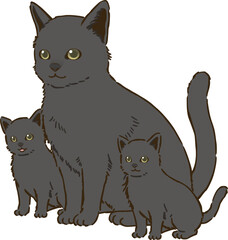 黒猫の親子（短毛）