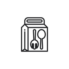 Take away food package outline icons. Vector illustration. Isolated icon suitable for web, infographics, interface and apps.