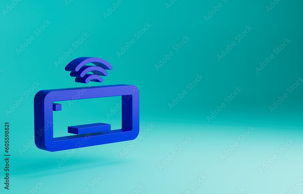 Poster blue computer keyboard icon isolated on blue background. pc component sign. minimalism concept. 3d r