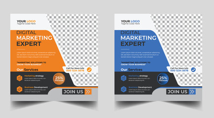 Digital marketing banner design template. Digital business marketing social media post template. Social media banner design template. Social media post design. Social media bundle design