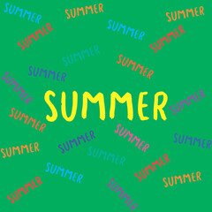 seamless pattern. colorful inscription summer. template for overlaying on the surface. square image