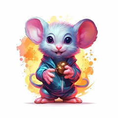 Mouse cute character illustration. Generative AI