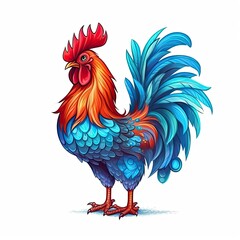 Rooster cute character illustration. Generative AI
