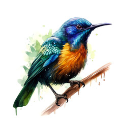Beautiful Bird in watercolor style