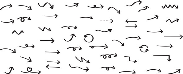 かわいい手書きの矢印セット　   Hand drawn cute vector arrows set