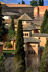 Façade extérieure, Architecture typique de l'Alhambra, Grenade, Espagne, Europe 1