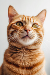 portrait of a red cat on a light background. Vertical photo. AI generated