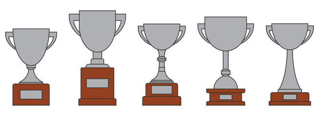 Award trophy goblet. Silver cup in flat design. Vector illustration