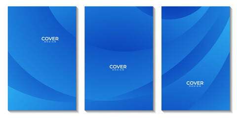set of flyers with abstract blue wave gradient background. vector EPS10.
