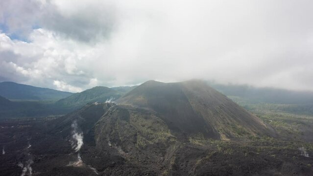 DRONE TIMELAPSE OF PARICUTIN VOLCANO AT A CLOUDY DAY