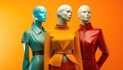 Obraz premium Mannequins with bright and fashionable clothes. generative ai