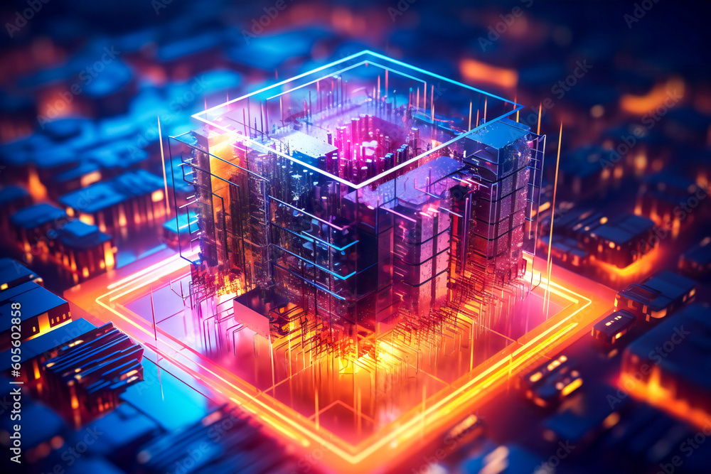 Aufkleber illustration of a generic digital device. advanced computing technology and artificial intelligence 