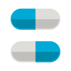 Blue capsule madical icon flat vector design