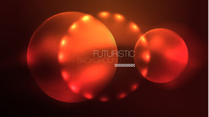 Circles with bright neon shiny light effects, abstract background wallpaper design