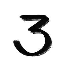 Fototapeta premium number three with brush texture