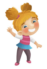 cartoon scene with young girl having fun playing dancing ballet leisure free time isolated illustration for kids