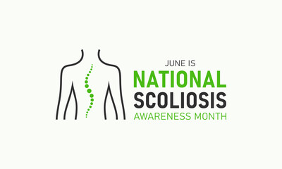 National scoliosis awareness month is observed every year in june. June is scoliosis awareness month. Vector template for banner, greeting card, poster with background. Vector illustration.