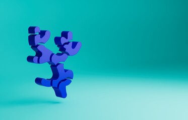 Blue Ginger root icon isolated on blue background. Minimalism concept. 3D render illustration