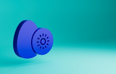 Blue Kiwi fruit icon isolated on blue background. Minimalism concept. 3D render illustration