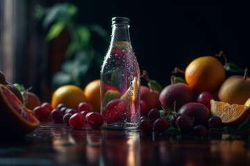 Fototapeta na wymiar Nutritious fruit beverage placed on a surface. Generative AI