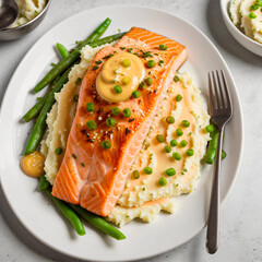 salmon grilled steak with vegetables generative AI