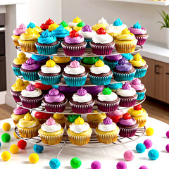 cupcakes with cream and sprinkles generative AI