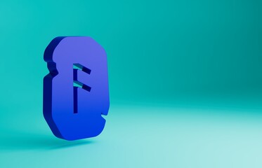 Blue Magic rune icon isolated on blue background. Rune stone. Minimalism concept. 3D render illustration