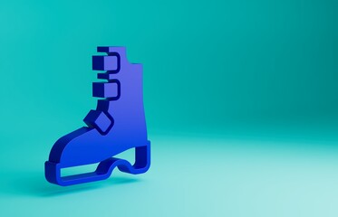 Blue Ancient viking boots icon isolated on blue background. Traditional clothes and accessories of past times. Minimalism concept. 3D render illustration