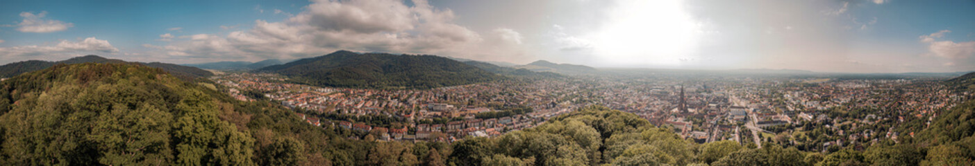 panorama of the mountains and town