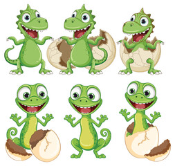 Obraz premium Little Dinosaur Monster Hatching from Egg