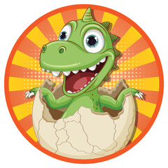 Little Dinosaur Monster Hatching from Egg
