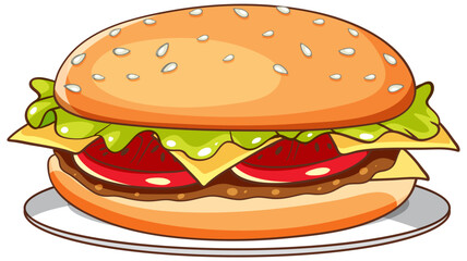 Isolated hamburger cartoon simple style