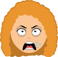 vector illustration face red hair woman cartoon screaming