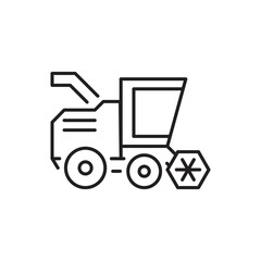 Combine harvester line icon. Editable stroke
