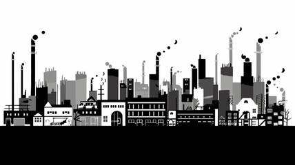 industrial skyline smoke vector art