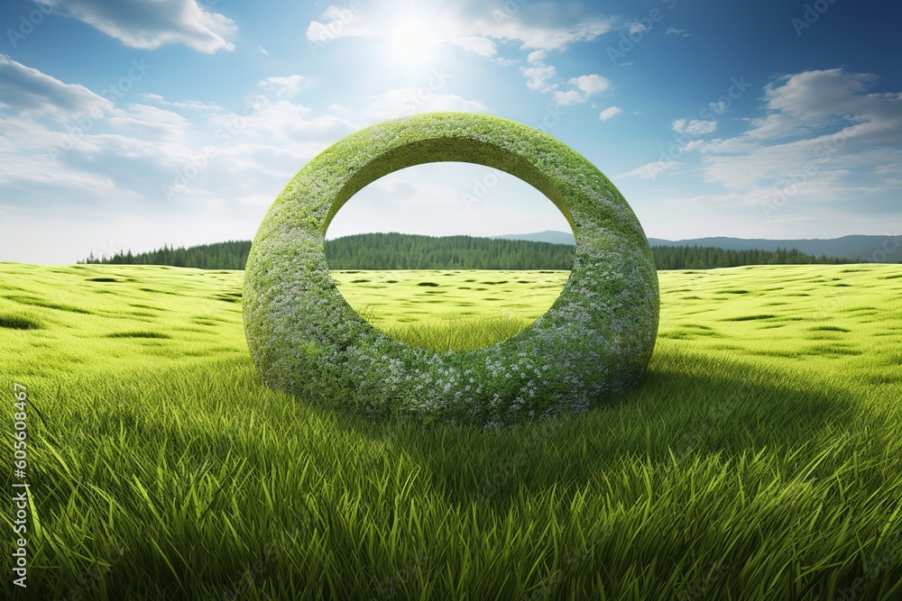 Poster a picture of an isolated greenfield.generative ai