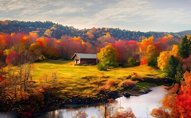 autumn landscape in the mountains. Autumn Serenity
