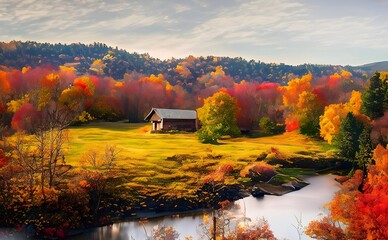 Obraz premium autumn landscape in the mountains. Autumn Serenity