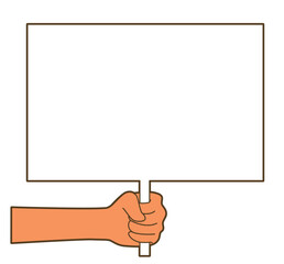 白い看板を手に持っているイラスト