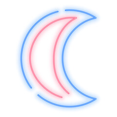 Neon Light Blue Red Crescent Moon