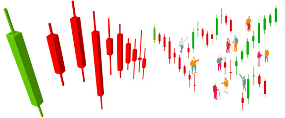 Stock Market Candlestick Graph Financial Illustration for Trading and Investment vector illustrations. Business strategies modern designs of data visualization.