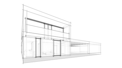 architectural drawing 3d illustration