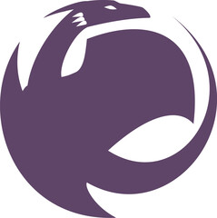 Dragon silhouette in a circle logo vector design illustration